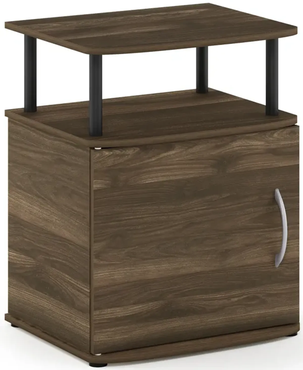 Furinno JAYA End Side Sofa Table/Nightstand with Door, 1-Pack, Columbia Walnut/Black