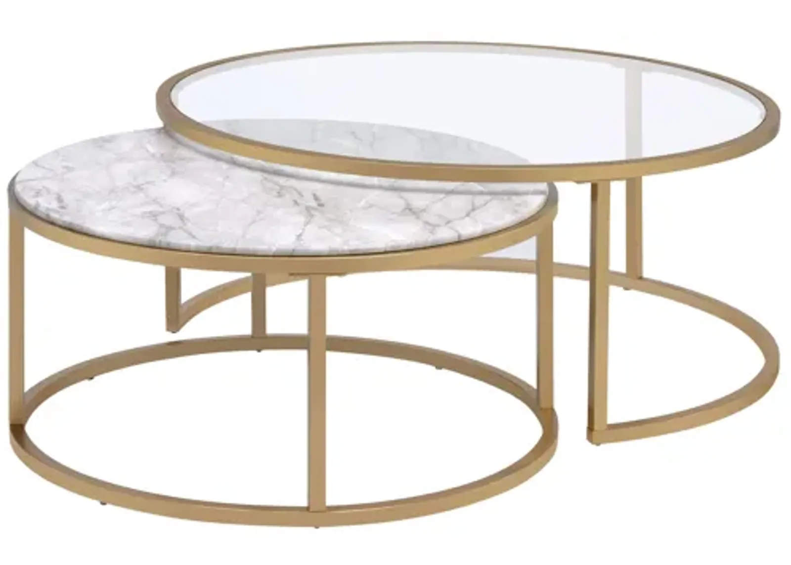 ACME Shanish 2Pc Pk Nesting Table Set, Faux Marble & Gold