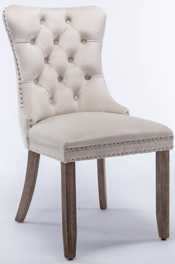 Hivvago 2 pcs HighEnd Tufted Contemporary Velvet Chair with Wooden Legs