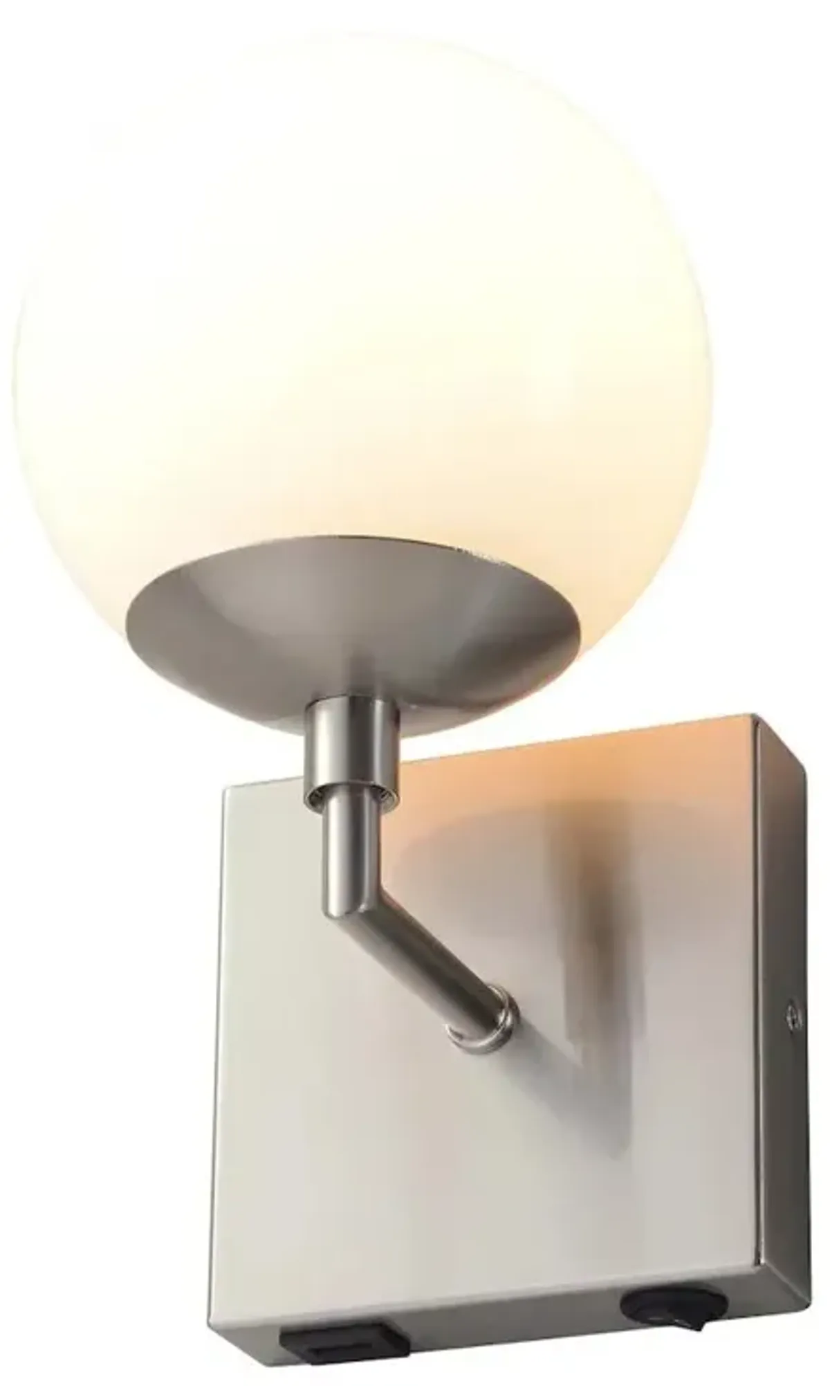 NOVA OF CALIFORNIA Globe Wall Sconce - 10'', Satin Nickel, Plug-in with Rocker Switch