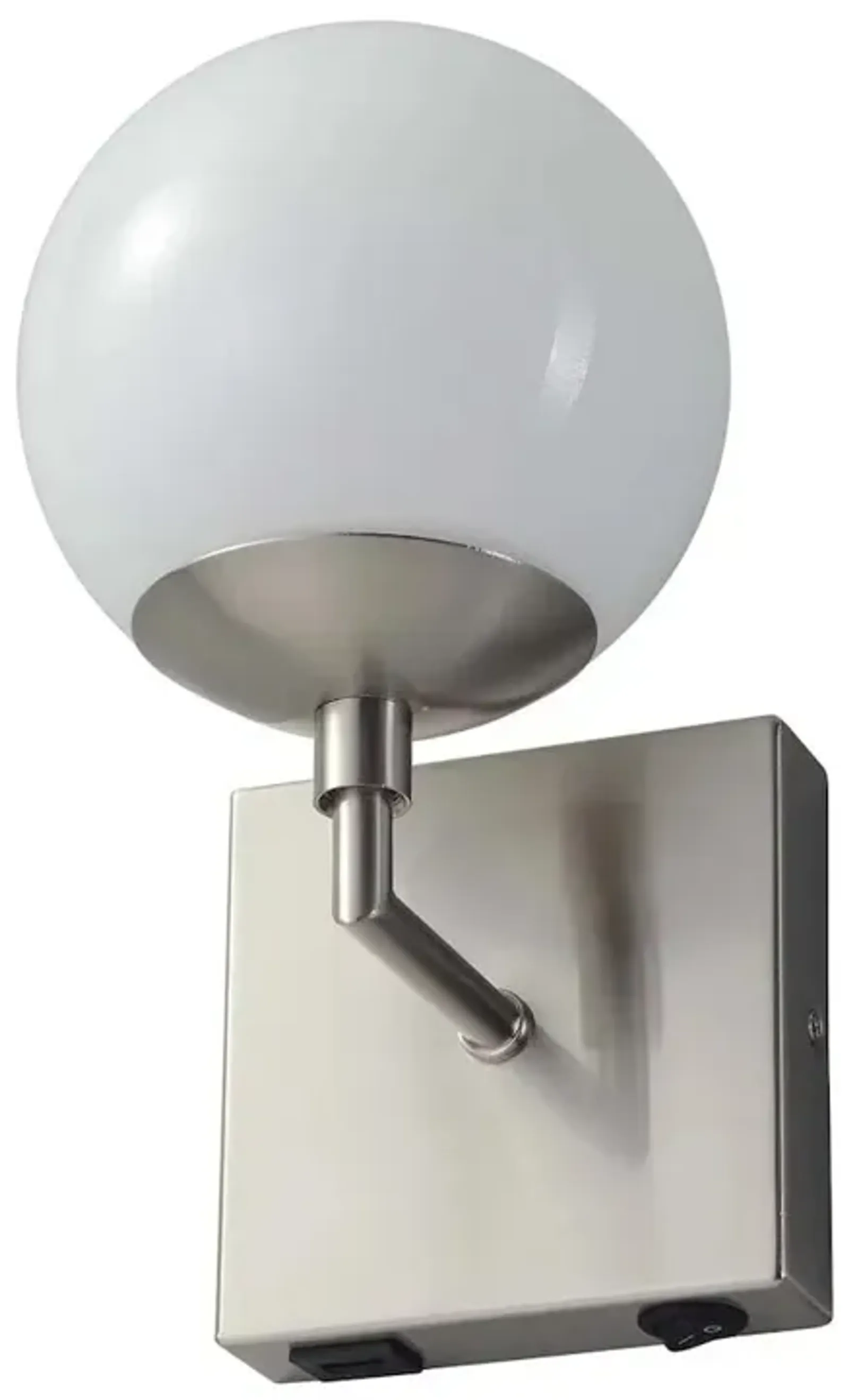 NOVA OF CALIFORNIA Globe Wall Sconce - 10'', Satin Nickel, Plug-in with Rocker Switch