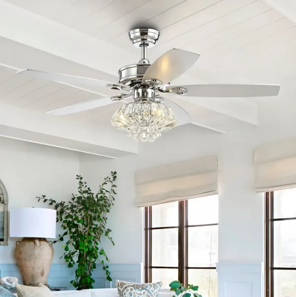 Kate 3-Light Glam Crystal Drum LED Ceiling Fan With Remote