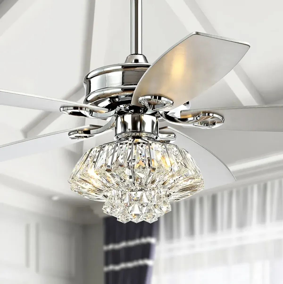 Kate 3-Light Glam Crystal Drum LED Ceiling Fan With Remote