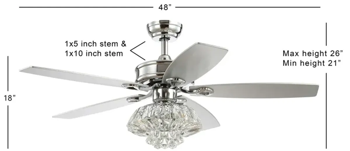 Kate 3-Light Glam Crystal Drum LED Ceiling Fan With Remote