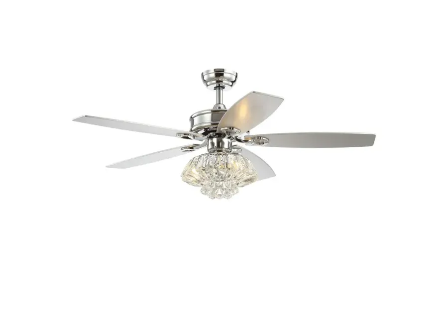 Kate 48" 3-Light Glam Crystal Drum LED Ceiling Fan With Remote, Chrome