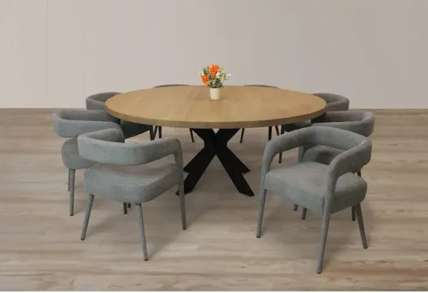 9-Piece 72 Dining Set 8 Galway Dining Chairs in Dark Gray Linen Fabric