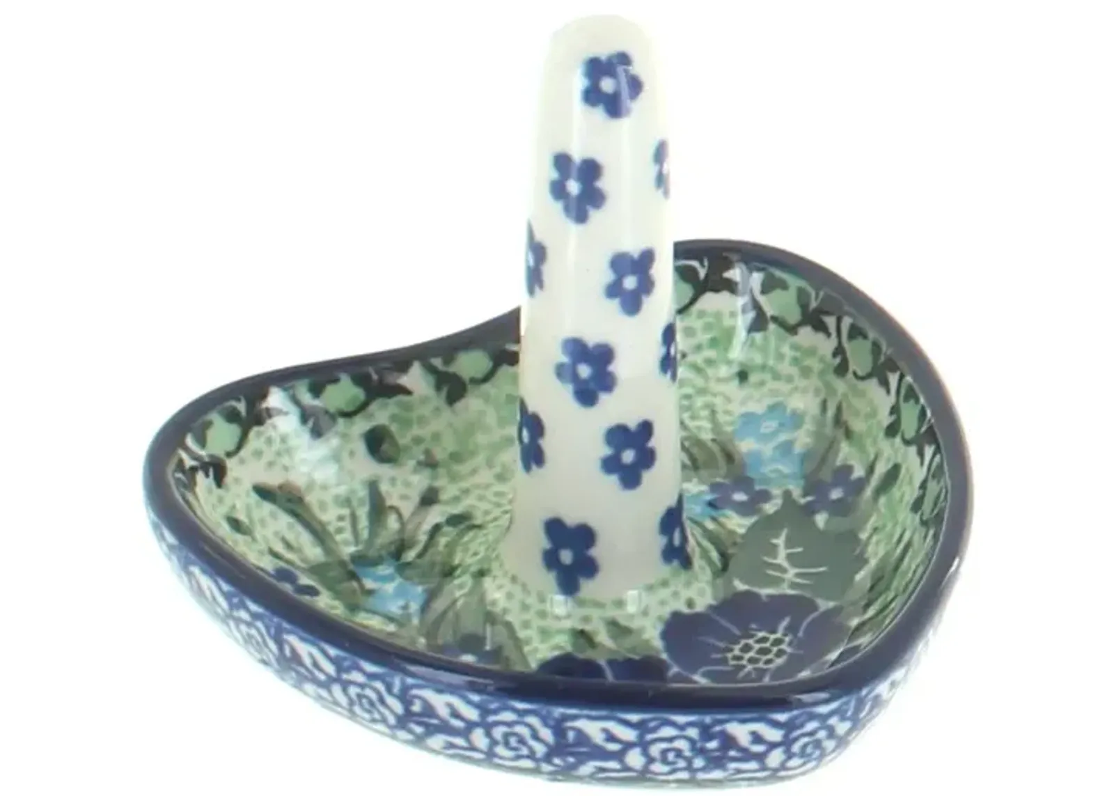 Blue Rose Polish Pottery Herb Garden Ring Holder