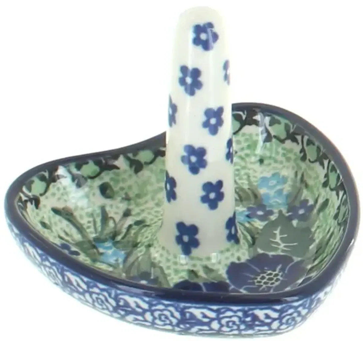 Blue Rose Polish Pottery Herb Garden Ring Holder