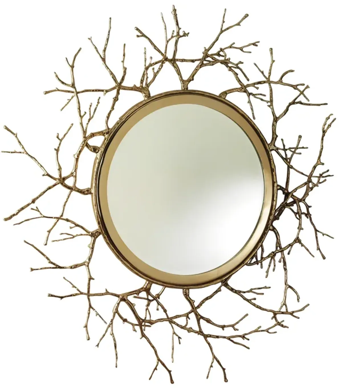 Twig Round Mirror- Brass