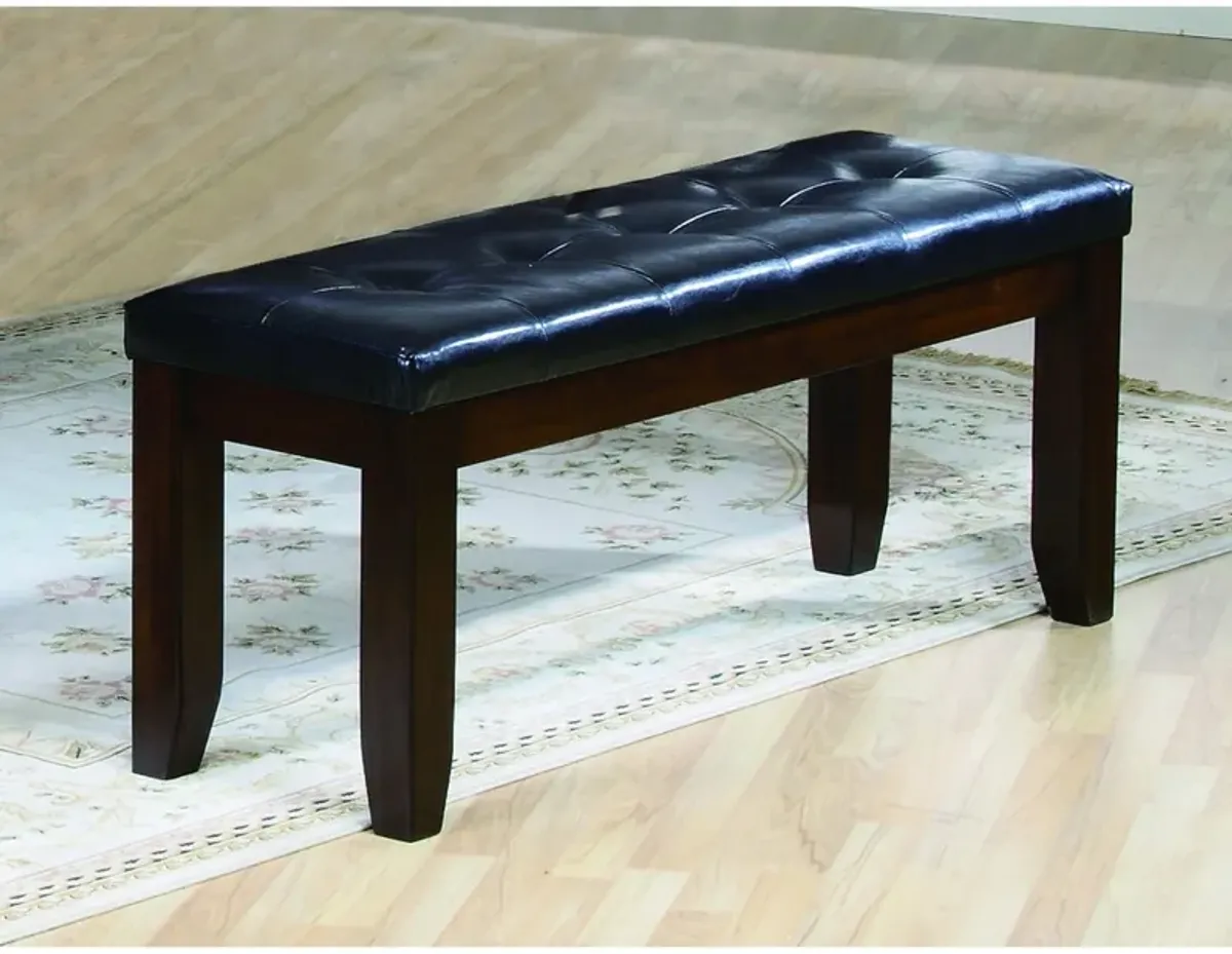 Impressive leather Tufted Upholstered Bench In Brown And Black-Benzara