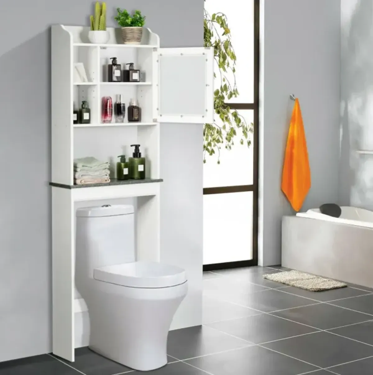 Hivvago Bathroom Space Saver White Over-the-Toilet Cabinet