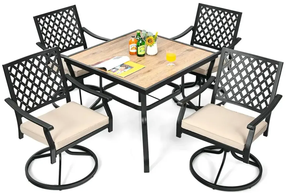 Patio Metal Square Dining Table for Garden and Poolside