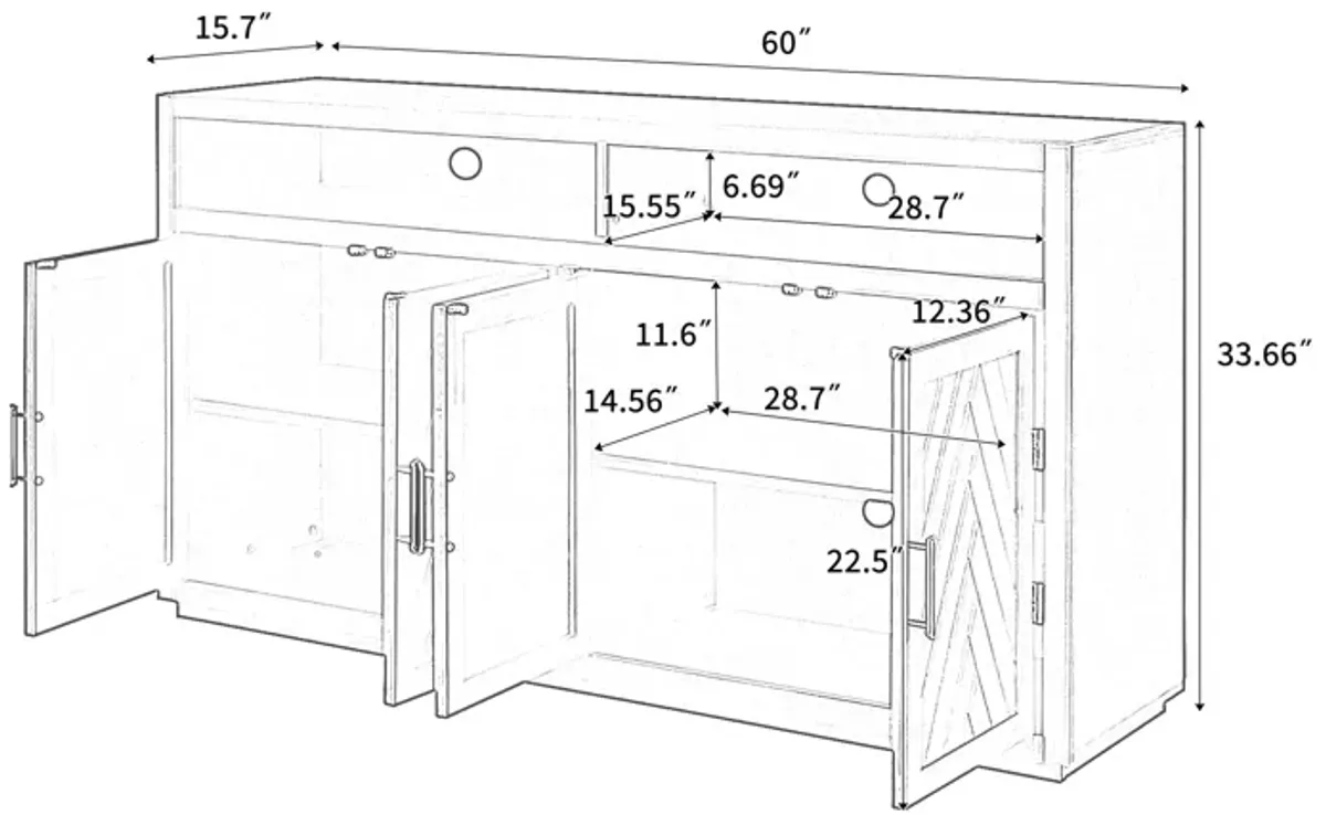 Merax  4-door Classic Sideboard with Open Storage