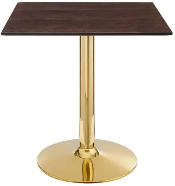 Modway - Verne 28" Square Dining Table Gold Cherry Walnut