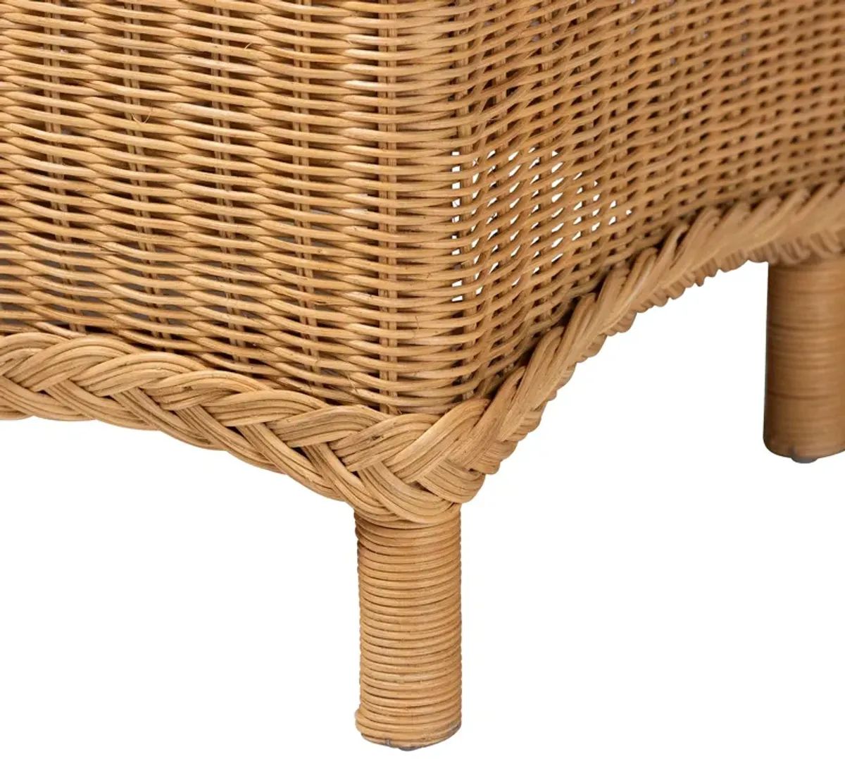 Bali & Pari Erla Bohemian Light Honey Rattan Accent Bench with Scallop border