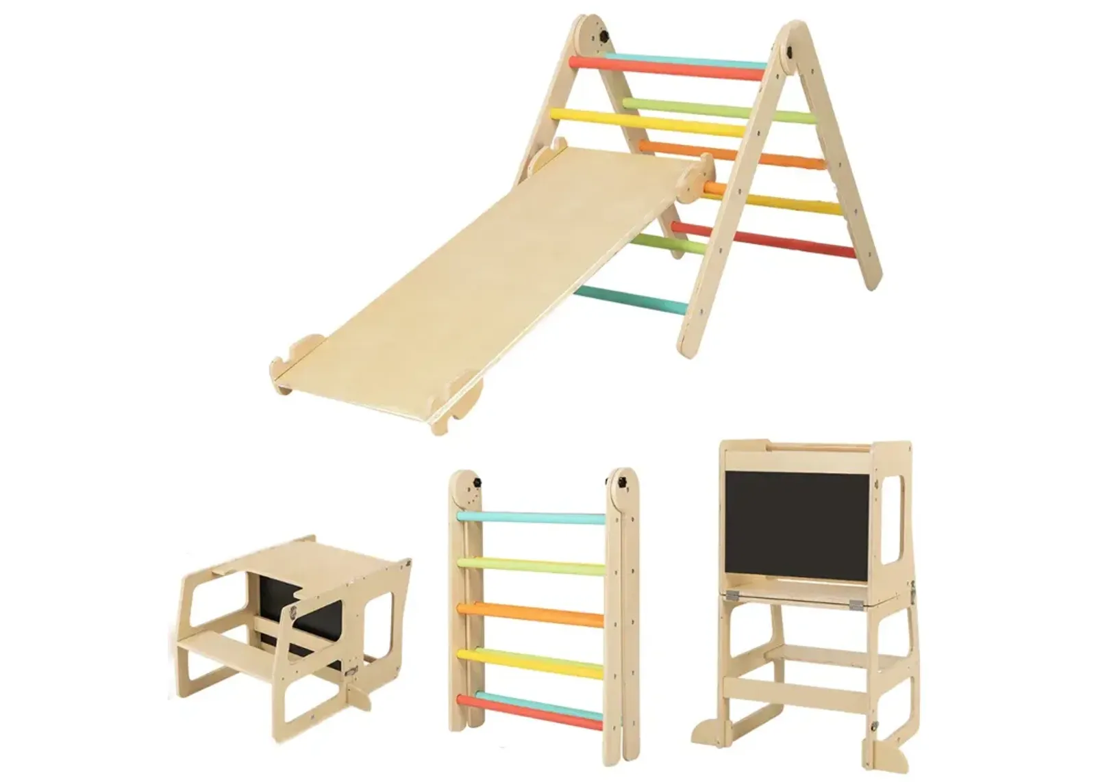 7-in-1 Toddler Climbing Toy Connected Table and Chair Set for Boys and Girls Aged 3-14 Years Old