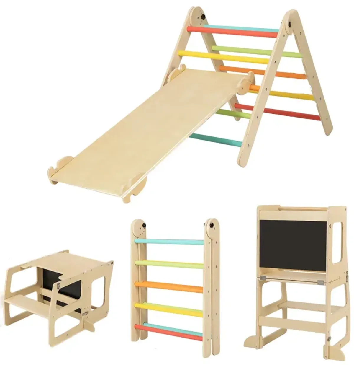 7-in-1 Toddler Climbing Toy Connected Table and Chair Set for Boys and Girls Aged 3-14 Years Old