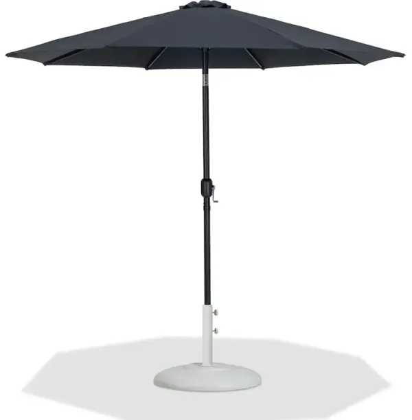 Meridian Furniture Fiji Black Fabric / Matte White Aluminum Patio Umbrella with Base Sets