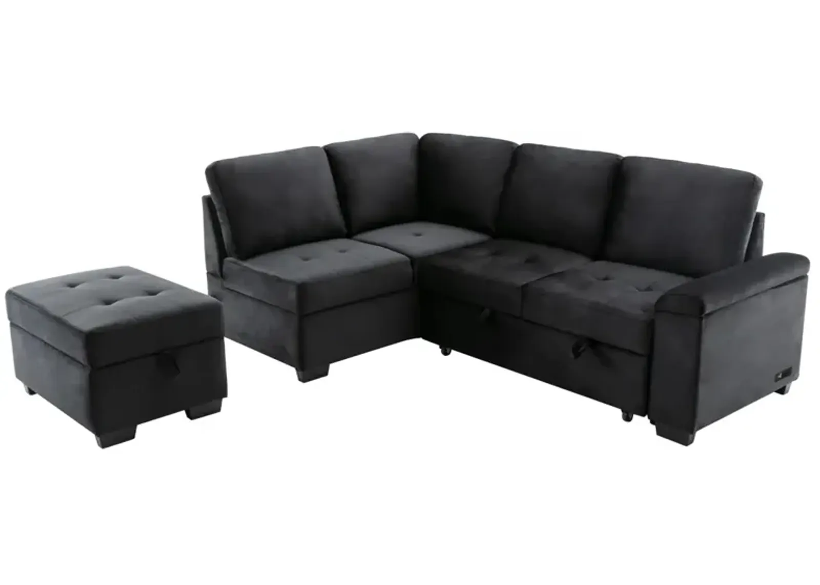 L-Shaped Sleeper Sofa with Storage Ottoman & USB Charge