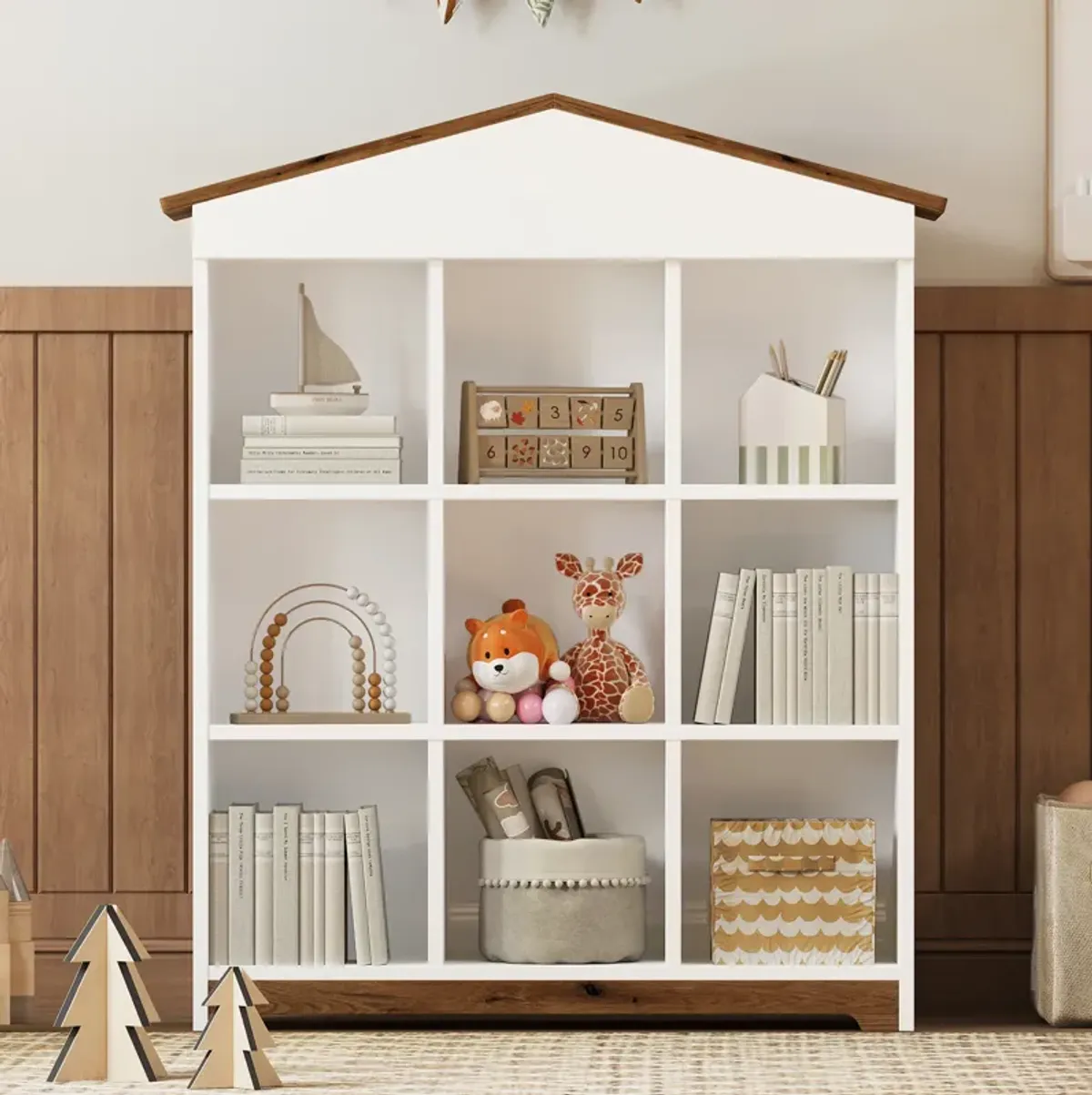 Merax House-shaped Storage Rack Kids Bookcase