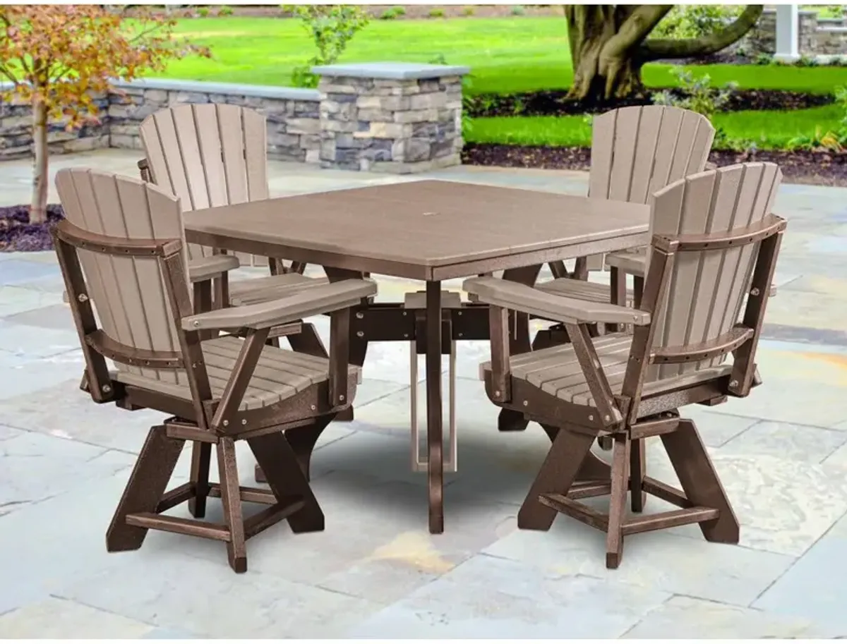 American Furniture Classics Dining Height Square Table in Weatherwood with a Tudor Brown Base