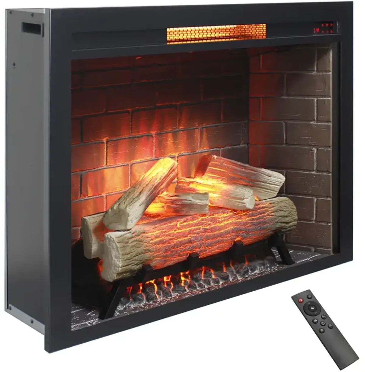 Mondawe 33 Inch Infrared Electric Fireplace Insert, Touch Panel Home Decor Heater, Smokeless Firebox With Cracking Sound