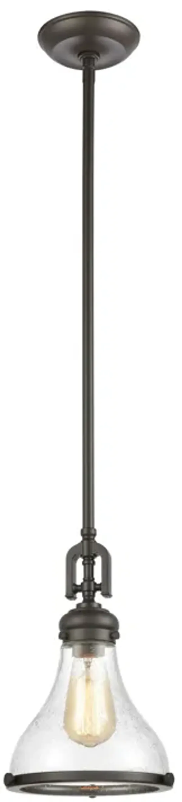 Rutherford 9'' Wide 1-Light Clear/ Bronze Pendant