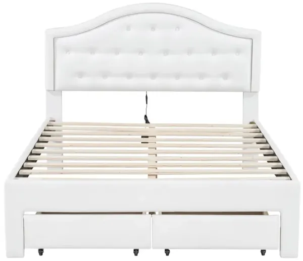 Merax PU Upholstered Platform Bed  with 2 Drawers