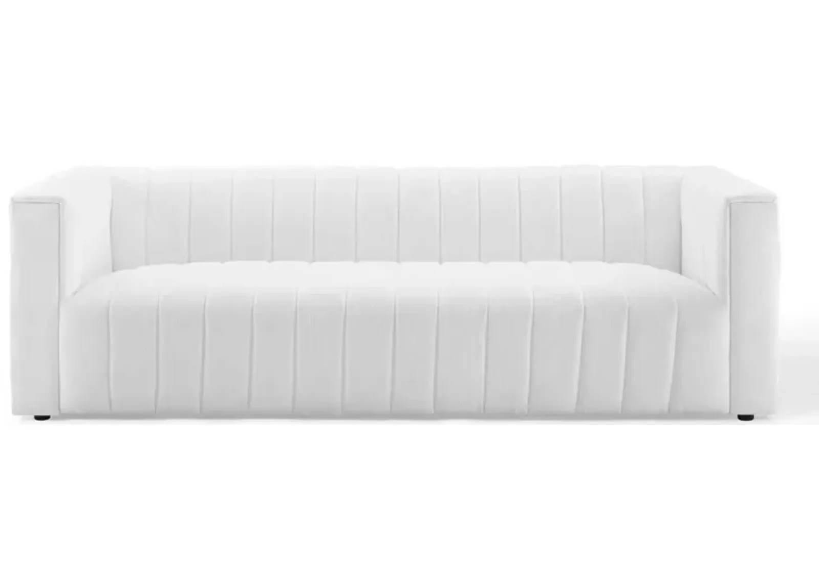 Reflection Channel Tufted Upholstered Fabric Sofa