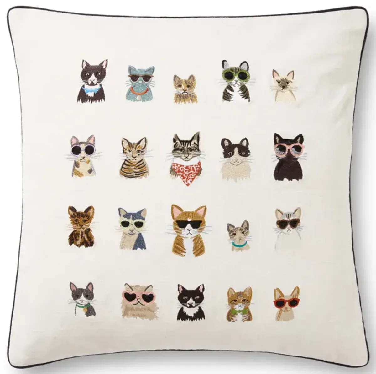 PRP0012 Ivory/Multi 22"x22" Polyester Pillow by Rifle Paper Co. × Loloi