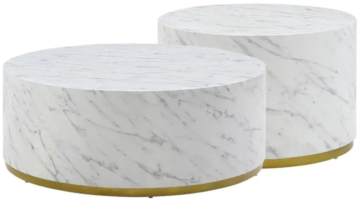 Marble Pattern Cocktail Table with Gold Metal Base - Stylish and Sturdy Furniture for Elegant Spaces