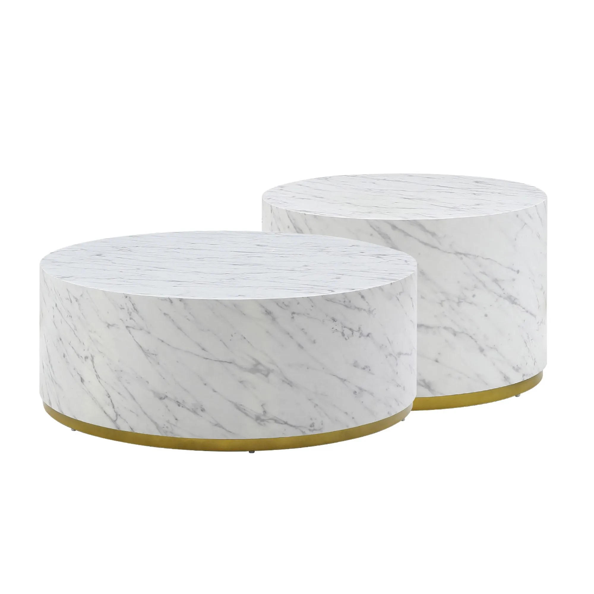 Marble Pattern Cocktail Table with Gold Metal Base - Stylish and Sturdy Furniture for Elegant Spaces