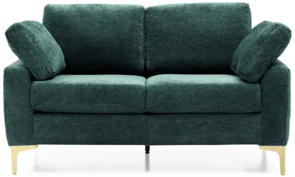 Elegant 2 Seat Chenille Sofa with Gold Metal Legs