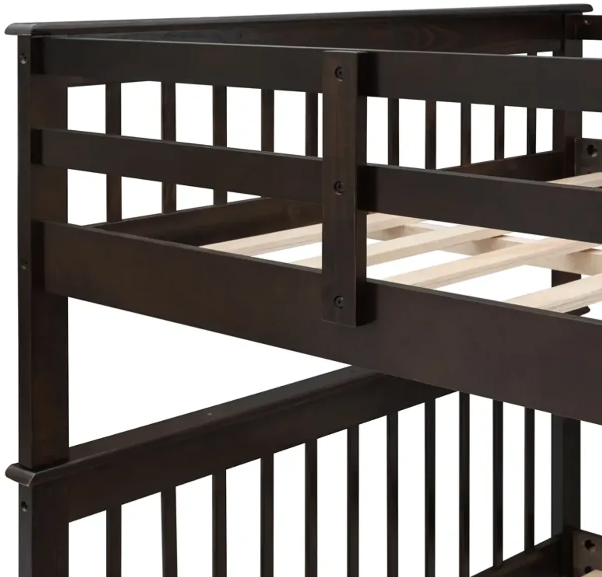 Merax Storage Bunk Bed Trundle Bed with Guard Rail