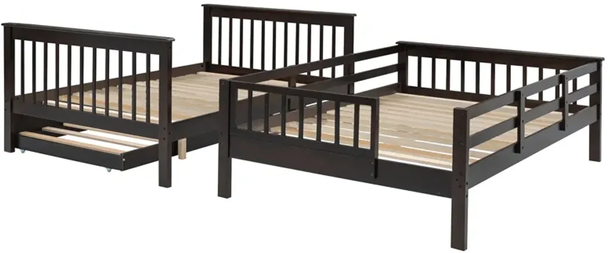 Merax Storage Bunk Bed Trundle Bed with Guard Rail