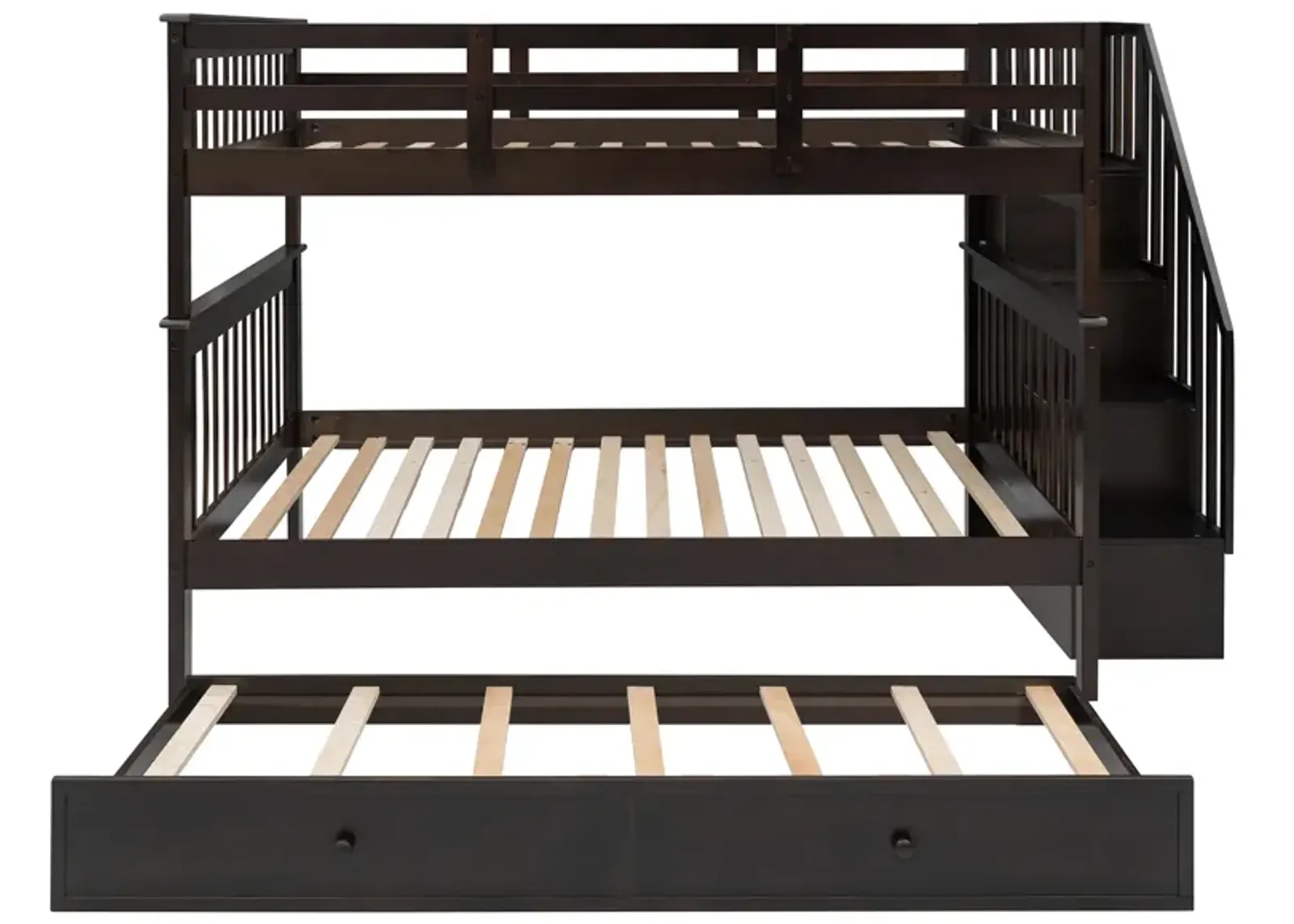 Merax Storage Bunk Bed Trundle Bed with Guard Rail