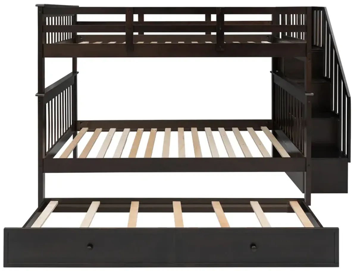 Merax Storage Bunk Bed Trundle Bed with Guard Rail