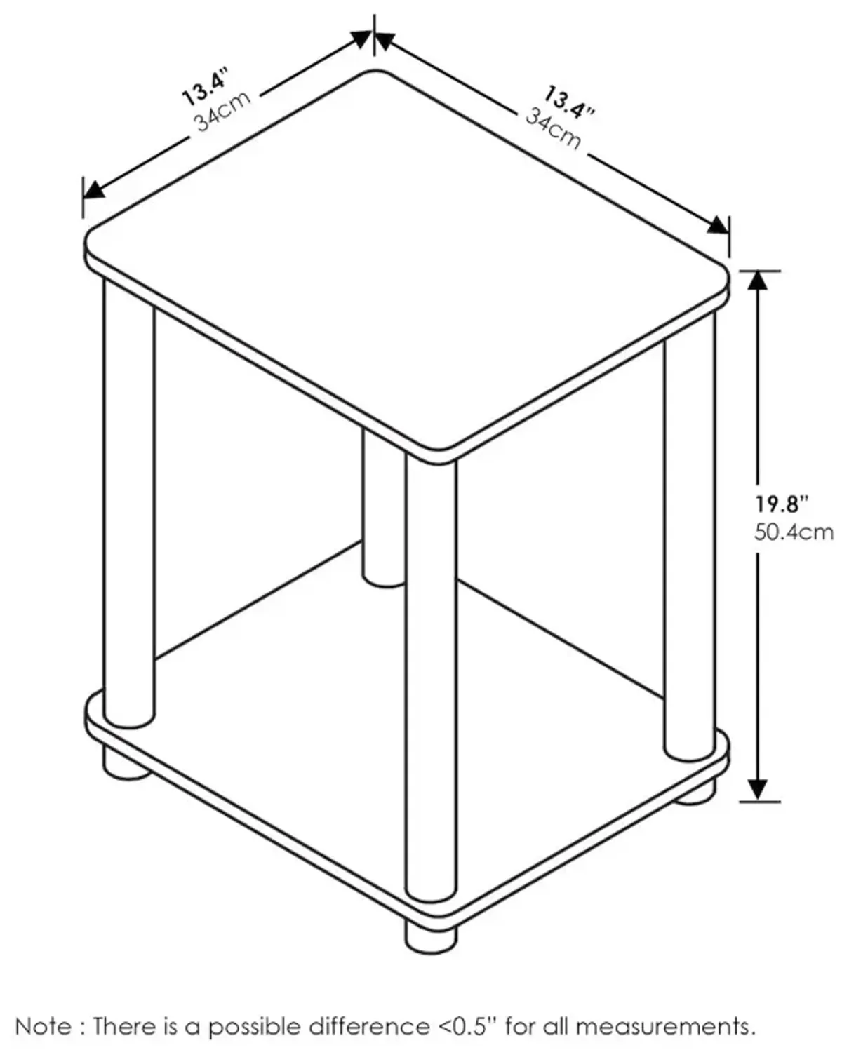 Turn-N-Tube Haydn End Table, White/White