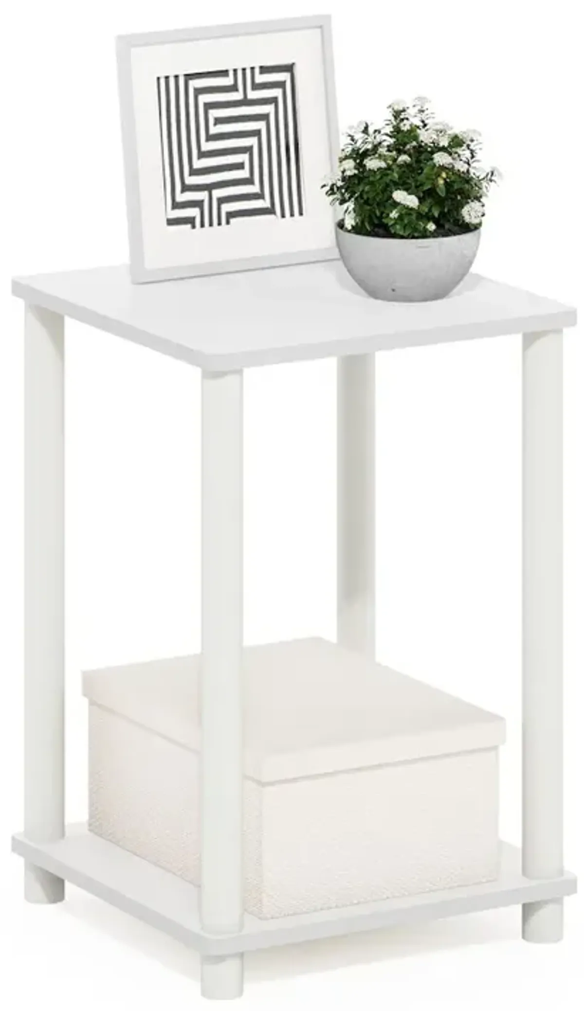 Turn-N-Tube Haydn End Table, White/White