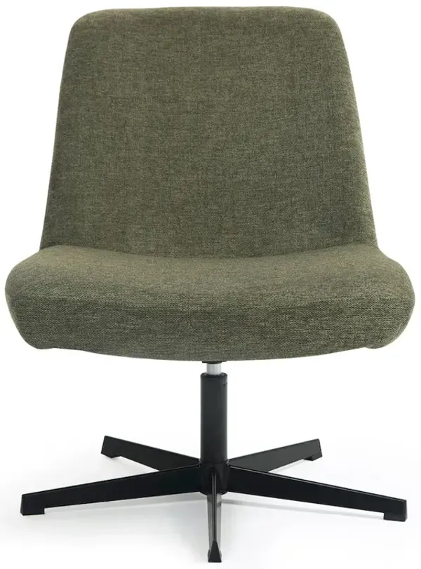 Glamour Home Bayard Green Linen Fabric Accent Chair with Black Swivel Legs