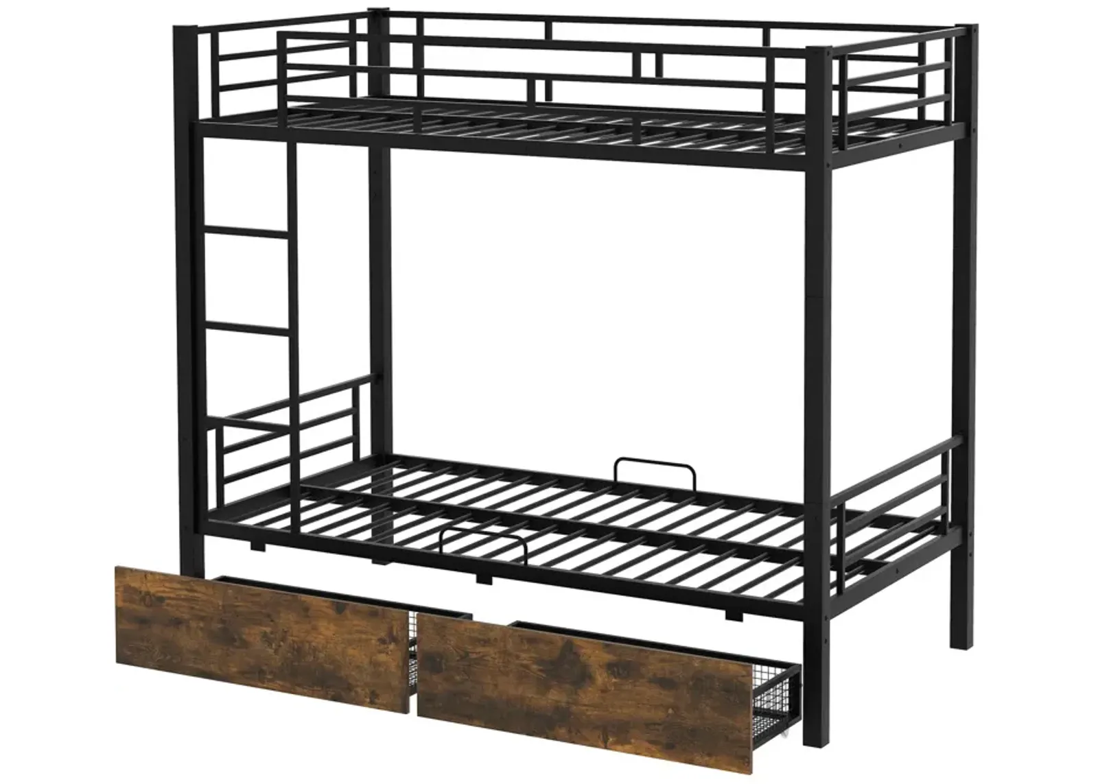 Metal Bunk Bed With Drawers, Twin