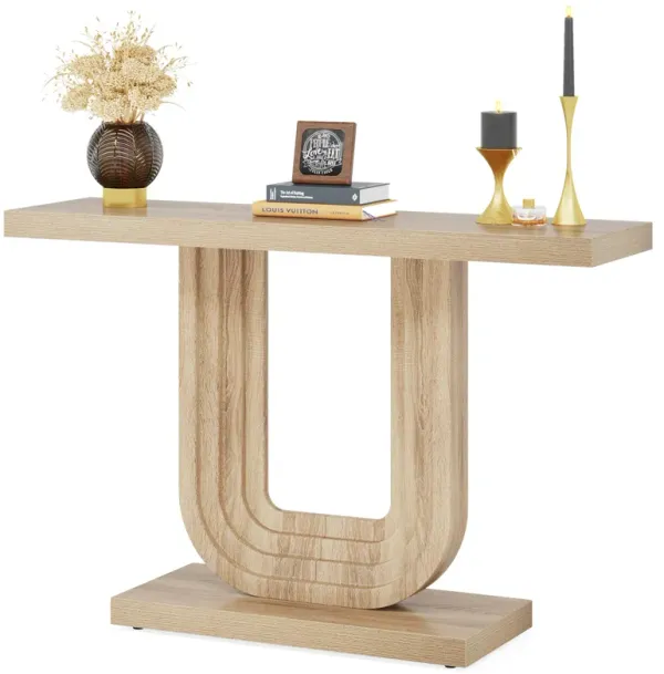 Tribesigns 39” Wood Entryway Console Table with Geometric Base for Hallway, Foyer, Entrance, Living Room, Small & Narrow