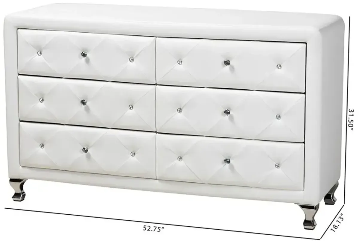 Baxton Studio Luminescence White Faux Leather Upholstered Dresser