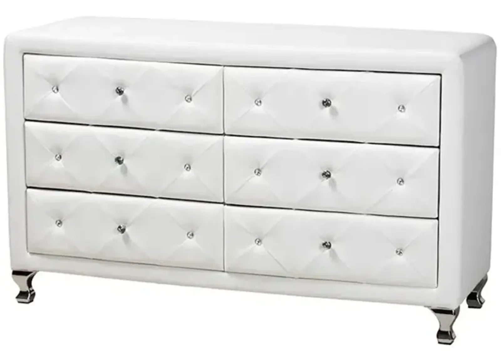 Baxton Studio Luminescence White Faux Leather Upholstered Dresser