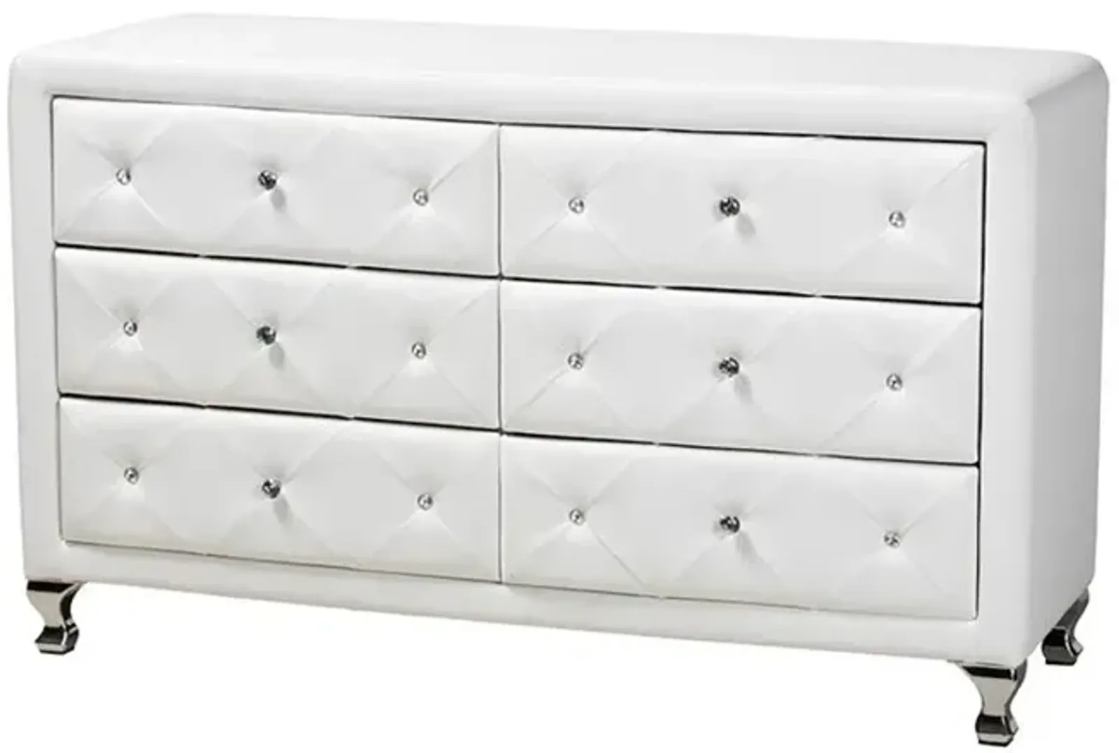 Baxton Studio Luminescence White Faux Leather Upholstered Dresser