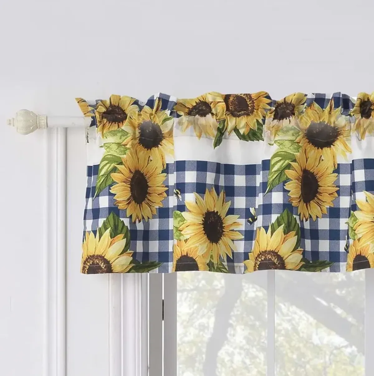 Greenland Home Fashions Barefoot Bungalow Sunflower Window Valance - 84x16", Gold