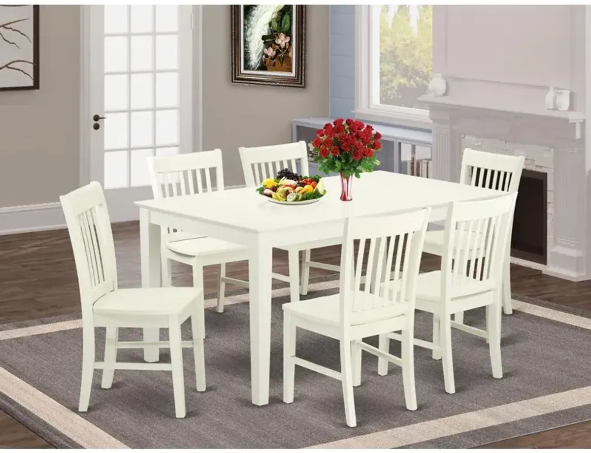 East West Furniture Dining Room Set Linen White, CANO7-LWH-W