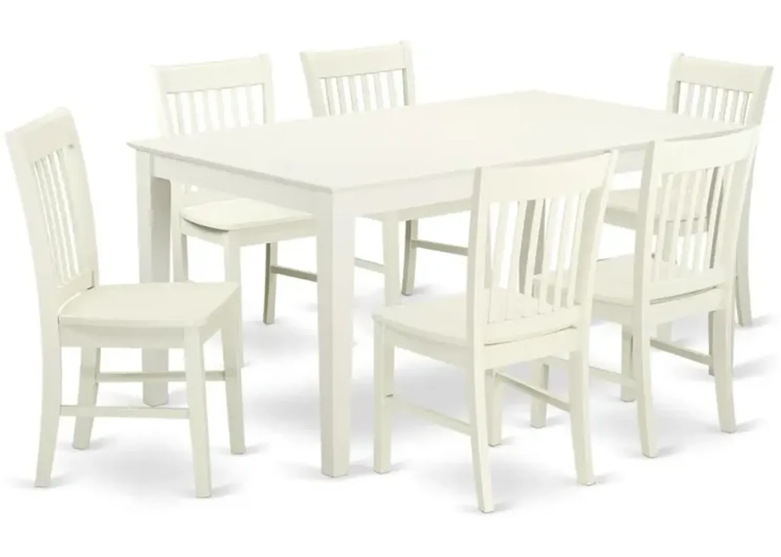 East West Furniture Dining Room Set Linen White, CANO7-LWH-W