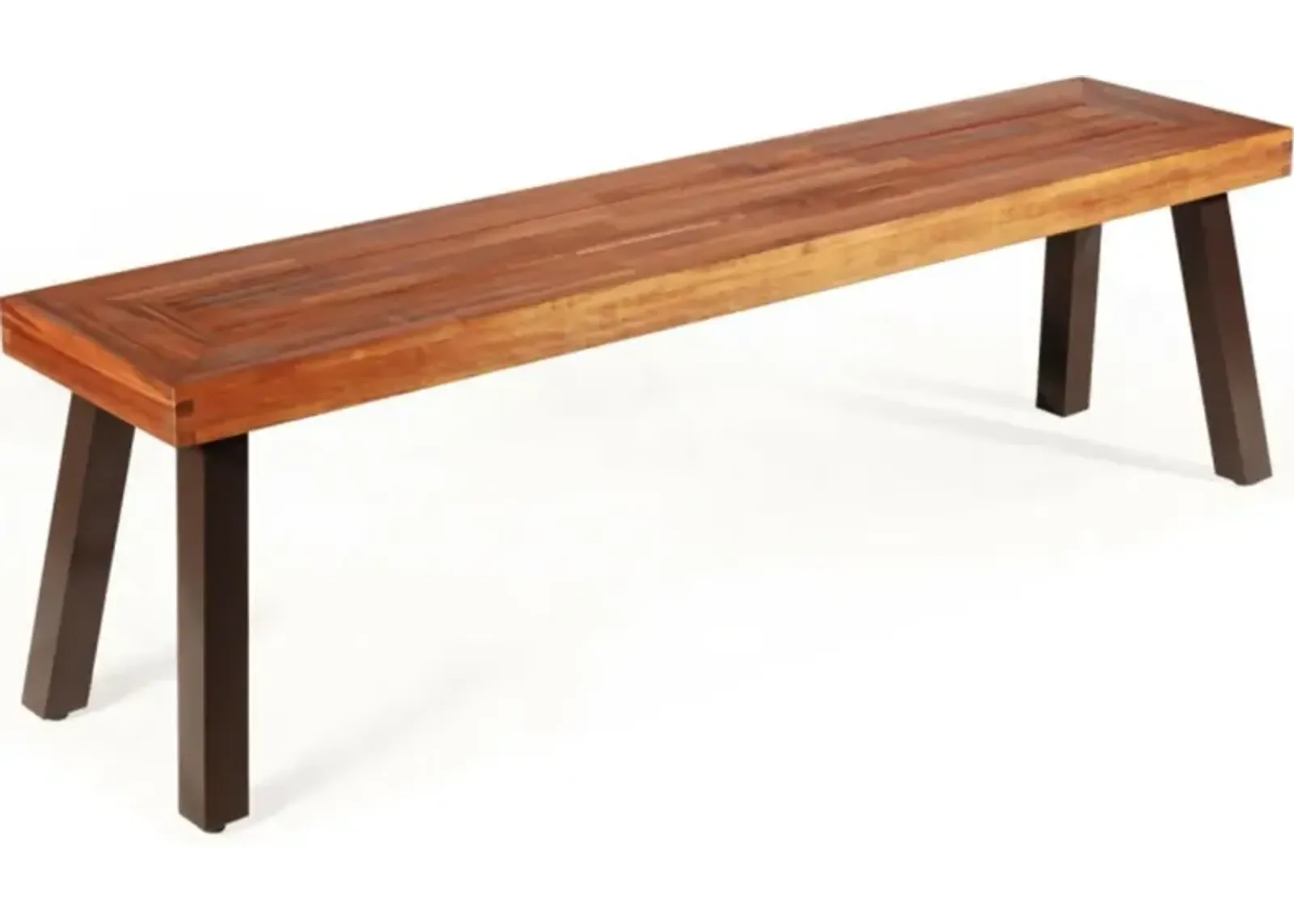 Hivvago Patio Acacia Wood Dining Bench Seat with Steel Legs