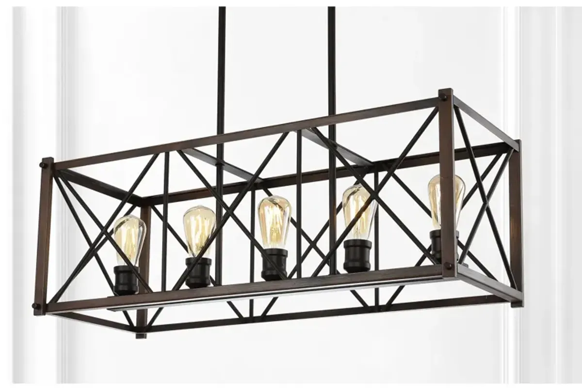 Galax 5-Light Adjustable Iron Farmhouse Industrial LED Dimmable Pendant